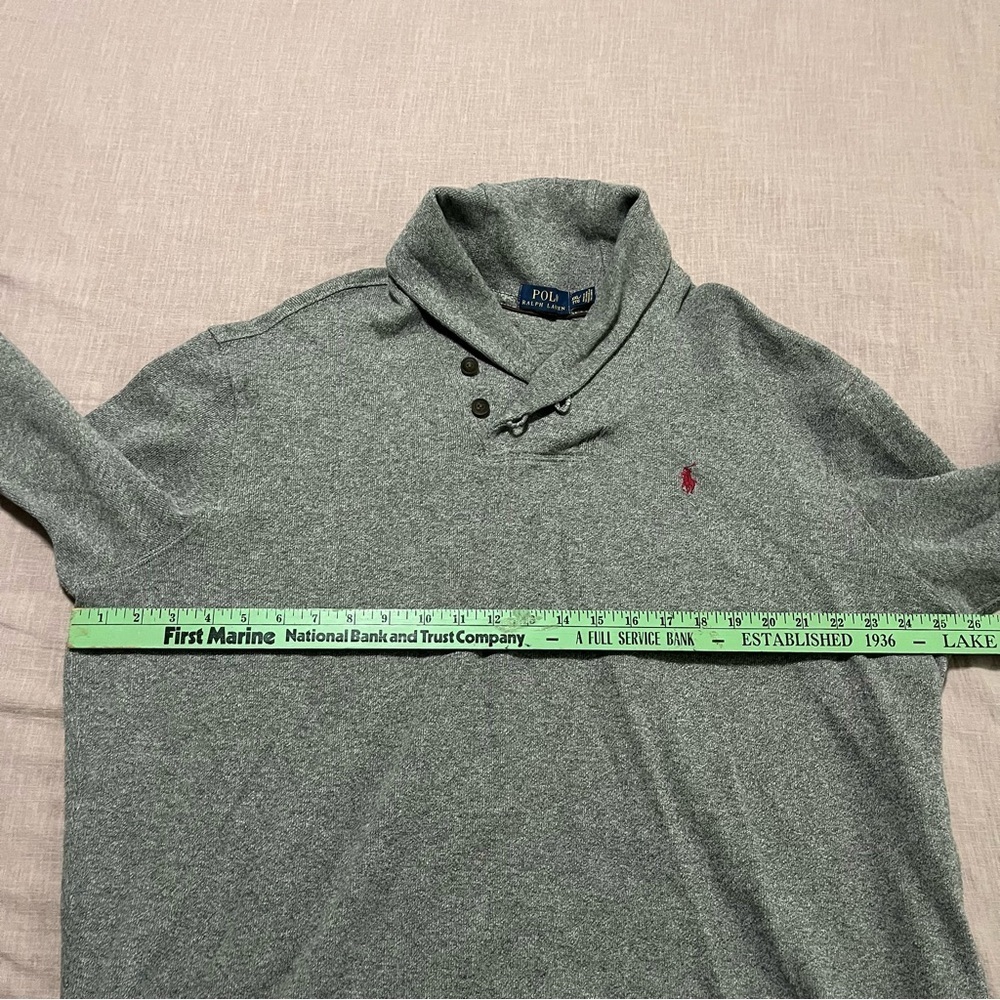 Polo Ralph Lauren Charcoal Button Collar Pull Over Sweater Size XXL Oversized - Picture 6 of 7